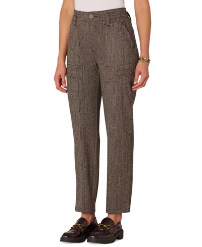 Democracy Petite Ponte High-rise Ankle Pants In Peanut Butter Black