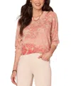 Democracy Petite Printed Dolman-sleeve Sweater In Pink