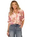 Democracy Petite Printed Elbow-sleeve Blouse In Multi