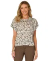 Democracy Petite Printed Side-twist Short-sleeve Top In Multi