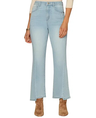 Democracy Petite Skyrise Straight-leg Step Hem Jeans In Blue