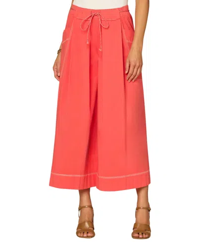 Democracy Petite Skyrise Wide Leg Crop Glider Pants In Orange