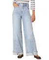 Democracy Petite Solution Skyrise Wide Leg Jeans In Blue