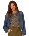 Democracy Petite Stand Collar Button-front Jacket In Blue