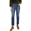 Democracy Petites Womens Distressed Denim Straight Leg Jeans