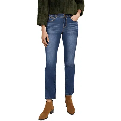 Democracy Petites Womens Distressed Denim Straight Leg Jeans