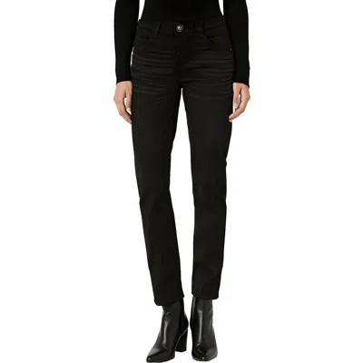 Democracy Petites Womens Pocket Denim Straight Leg Jeans In Black