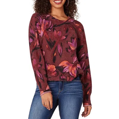 Democracy Petites Womens Printed Acrylic Pullover Sweater In Multi