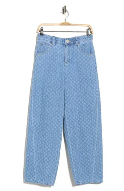 Democracy Picked Jacquard Barrel Leg Jeans In Blue