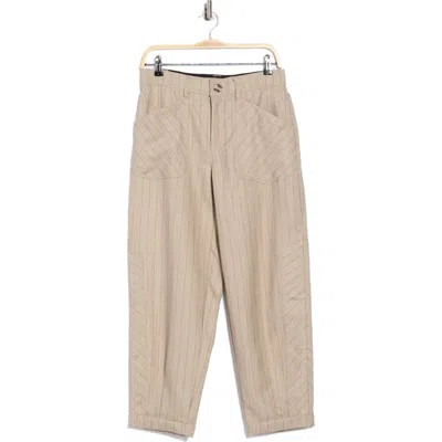 Democracy Pinstripe High Waist Cuffed Barrel Leg Pants