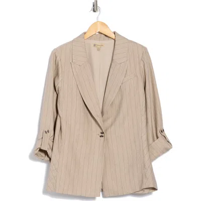 Democracy Pinstripe Oversize Peak Lapel Blazer