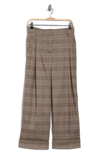 Democracy Plaid Cuffed Pants In Brown