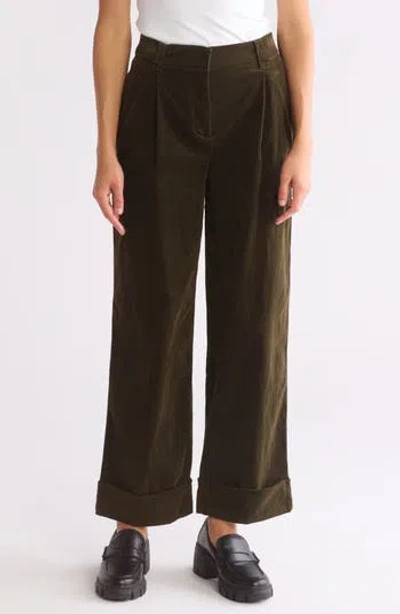 Democracy Pleated Front Cuffed Wide Leg Corduroy Pants In Winter