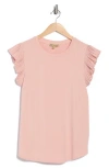 Democracy Pleated Sleeve Mixed Media T-shirt In Pink
