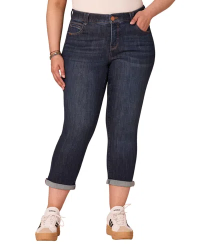 Democracy Plus Size Absolution Mid Rise Cropped Stretch Denim Jeans In Blue