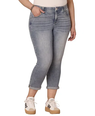 Democracy Plus Size Ankle-length Mid-rise Jeans In Purple