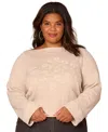 Democracy Plus Size Bell Sleeve Boat Neck Top In Pink