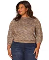 Democracy Plus Size Blouson Round-neck Sweater In Multi