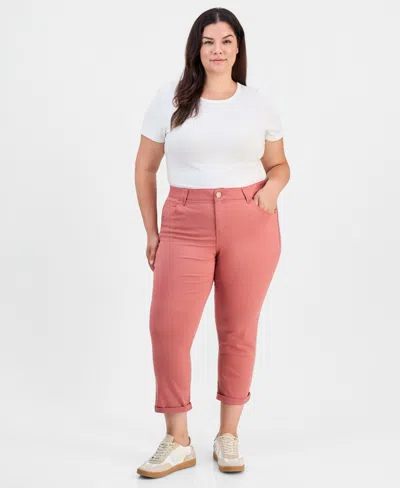 Democracy Plus Size Booty Lift Mid-rise Cropped Pants In Mineral Rose