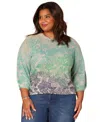 Democracy Plus Size Dolman Blouson-sleeve Sweater In Multi