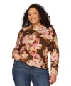 Democracy Plus Size Floral Printed Long-sleeve Sweater