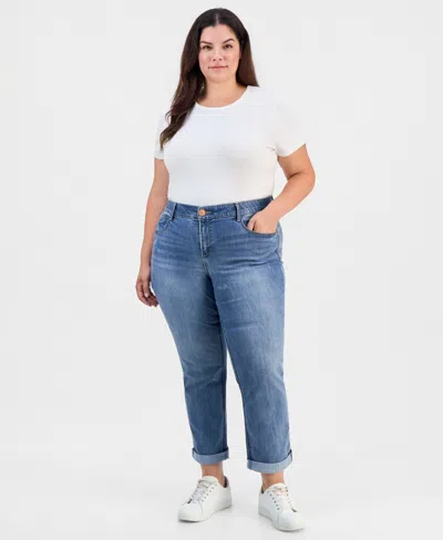 Democracy Plus Size Girlfriend Absolution Straight-leg Jeans In Blue