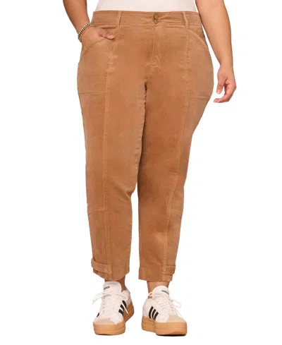 Democracy Plus Size High-rise Tapered Jeans In Brown