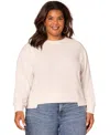 Democracy Plus Size Long Sleeve Crewneck Mixed Media Top In Multi