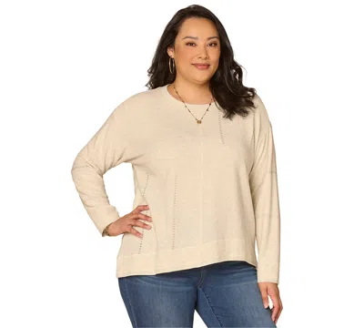 Democracy Plus Size Long-sleeve Mixed Media Knit Top