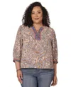 Democracy Plus Size Notch-neck Top In Multi