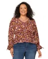 Democracy Plus Size Printed Long-sleeve Top In Multi