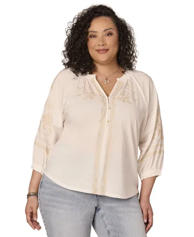 Democracy Plus Size Ruffle Edge Neck Top