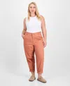Democracy Plus Size Sky Rise Paperbag Pants In Brown