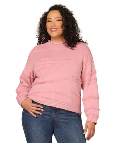 Democracy Plus Size Striped Rolled Neck Sweater In Blue