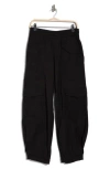 Democracy Poplin Cargo Joggers In Black