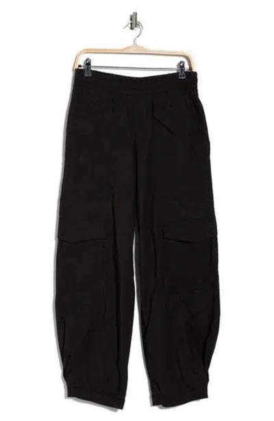 Democracy Poplin Cargo Joggers In Black