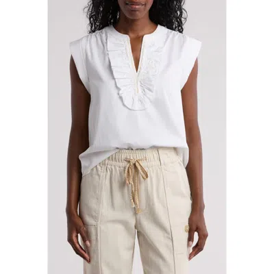 Democracy Poplin Ruffle Shirt In Off White