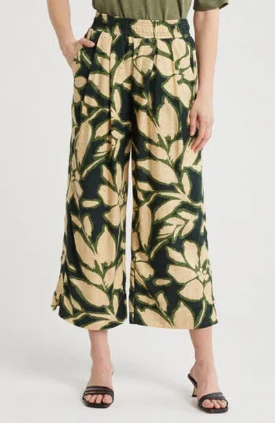 Democracy Print Wide Leg Pants In Green