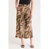 Democracy Pull-on Crop Wide Leg Pants In Brown