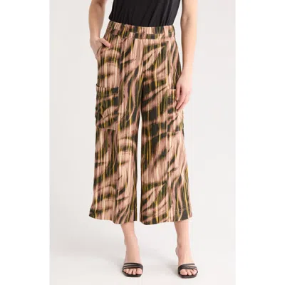 Democracy Pull-on Crop Wide Leg Pants In Brown