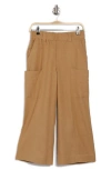 Democracy Pull-on Crop Wide Leg Pants In Caramel Latte