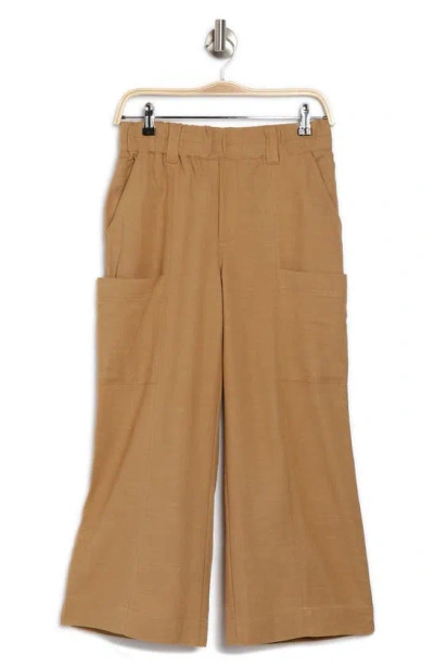 Democracy Pull-on Crop Wide Leg Pants In Caramel Latte