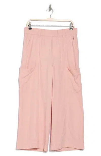 Democracy Pull-on Crop Wide Leg Pants In Rose Bloom
