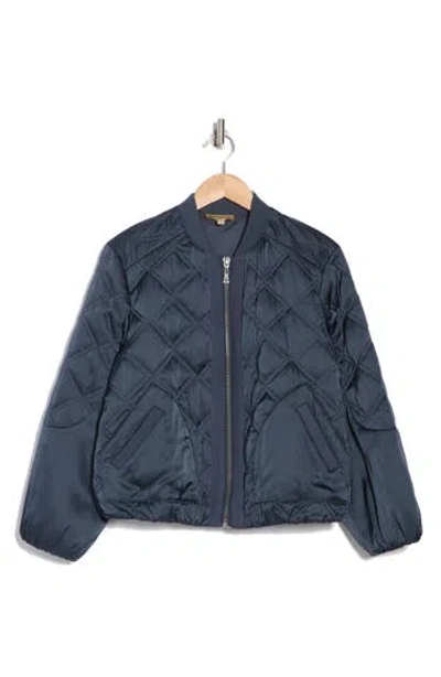 Democracy Quilted Bomber Jacket In Orion Blue