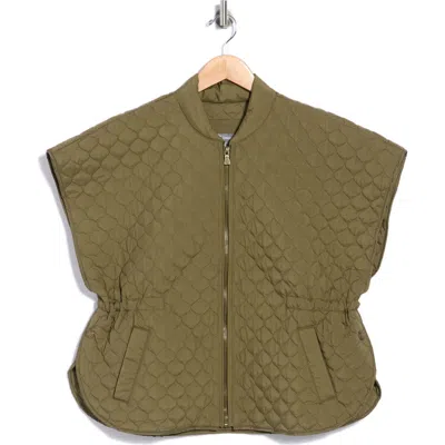 Democracy Quilted Capelet Jacket In Green