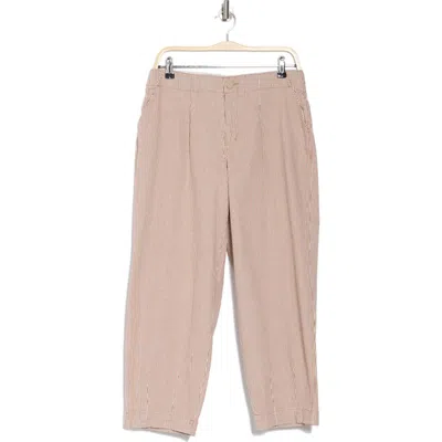Democracy Railroad Stripe Barrel Leg Pants In Cf - Coffee Stripe