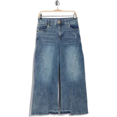 Democracy Relaxed Raw Hem Barrel Leg Jeans In Blue