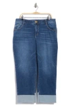 Democracy Reverse Cuff Boyfriend Jeans In Blue