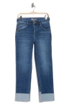 Democracy Reverse Cuff Boyfriend Jeans In Blue