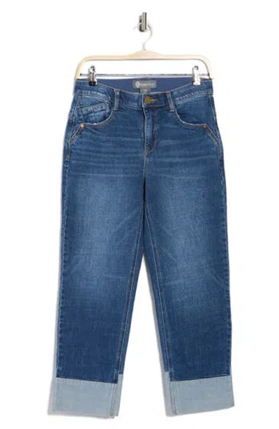 Democracy Reverse Cuff Boyfriend Jeans In Blue